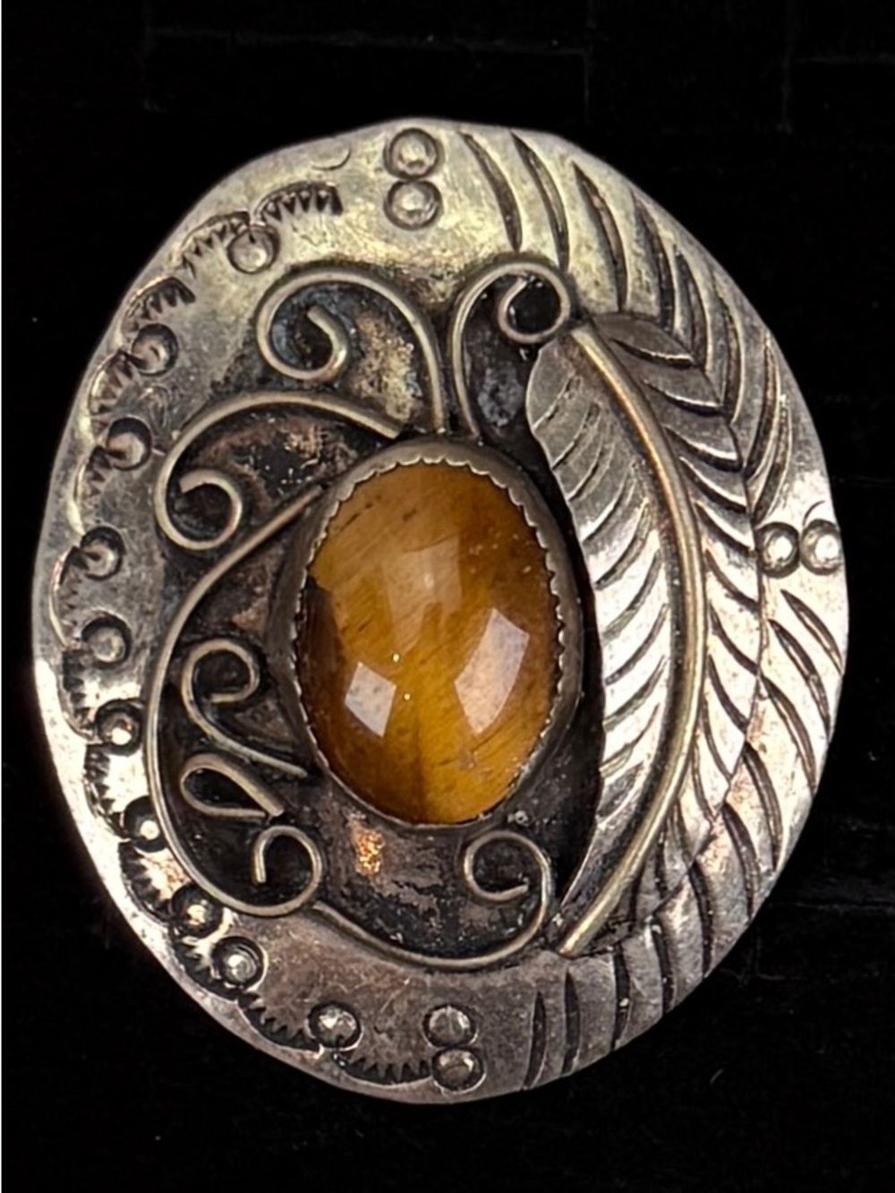 Vintage Southwestern Style Brown Cabochon Concho Ornament